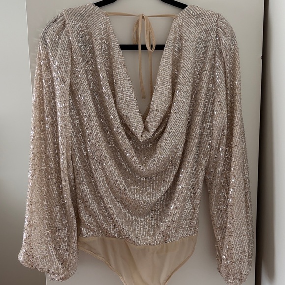 Lulus Sequin Long Sleeve Bodysuit - Picture 6 of 8